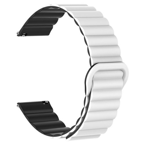 20mm Magnetic Sport Loop Watch Band Silicone Dual Color Replacement Strap - White+Black