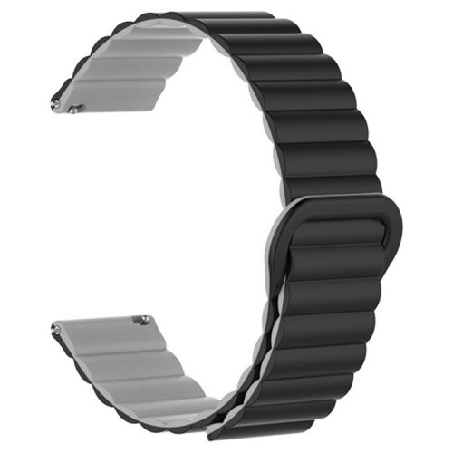 20mm Magnetic Sport Loop Watch Band Silicone Dual Color Replacement Strap - Black+Grey