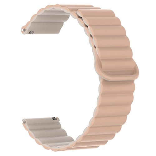 20mm Magnetic Sport Loop Watch Band Silicone Dual Color Replacement Strap - Milk Tea Color+Starlight