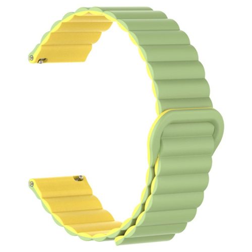 20mm Magnetic Sport Loop Watch Band Silicone Dual Color Replacement Strap - Green+Yellow