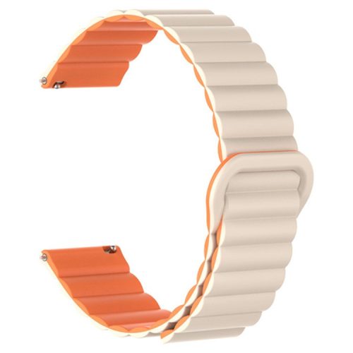 20mm Magnetic Sport Loop Watch Band Silicone Dual Color Replacement Strap - Starlight+Orange