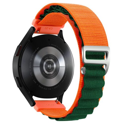 KALEBOL KLB-GSNL-001 For Samsung Galaxy Watch3 45mm / Huawei Watch GT4 46mm Watch Strap 22mm Nylon Wristband - Orange+Green