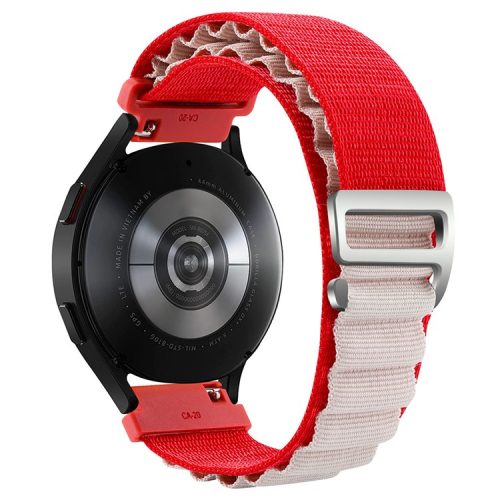 KALEBOL KLB-GSNL-001 For Samsung Galaxy Watch3 45mm / Huawei Watch GT4 46mm Watch Strap 22mm Nylon Wristband - Red+White