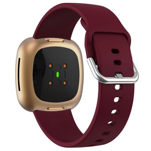 KALEBOL KLB-SXKGJ-001 for Fitbit Versa 3 / 4 / Sense / Sense 2 Silicone Watch Bands Soft Strap Replacement - Wine Red