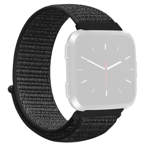 KALEBOL KLB-NLHH-001 For Fitbit Versa 3 / Versa 4 / Sense / Sense 2 Watch Band Nylon Loop Strap - Black