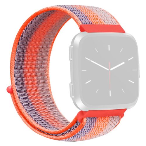 KALEBOL KLB-NLHH-001 For Fitbit Versa 3 / Versa 4 / Sense / Sense 2 Watch Band Nylon Loop Strap - Orange Blue