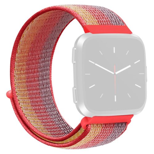 KALEBOL KLB-NLHH-001 For Fitbit Versa 3 / Versa 4 / Sense / Sense 2 Watch Band Nylon Loop Strap - Red