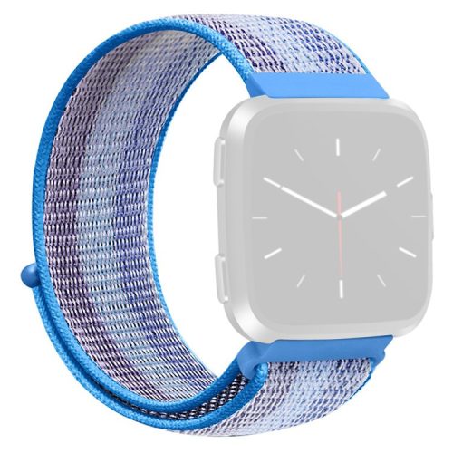 KALEBOL KLB-NLHH-001 For Fitbit Versa 3 / Versa 4 / Sense / Sense 2 Watch Band Nylon Loop Strap - Lake Blue