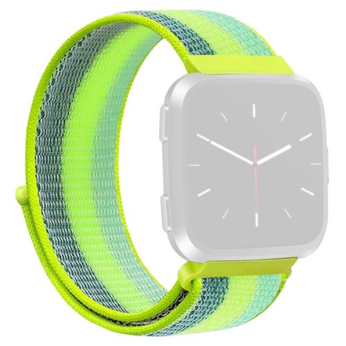 KALEBOL KLB-NLHH-001 For Fitbit Versa 3 / Versa 4 / Sense / Sense 2 Watch Band Nylon Loop Strap - Yellow Green