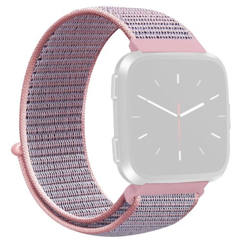 KALEBOL KLB-NLHH-001 For Fitbit Versa 3 / Versa 4 / Sense / Sense 2 Watch Band Nylon Loop Strap - Pink