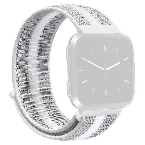 KALEBOL KLB-NLHH-001 For Fitbit Versa 3 / Versa 4 / Sense / Sense 2 Watch Band Nylon Loop Strap - Striped White