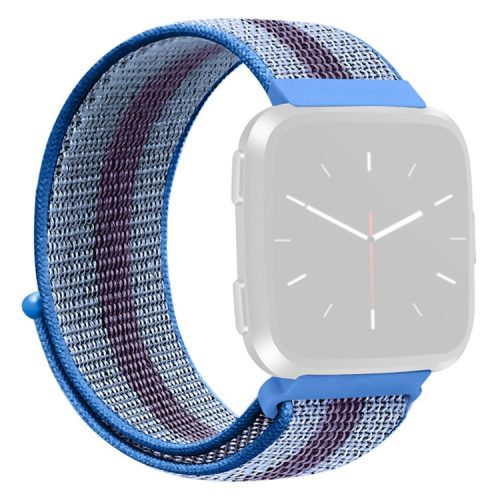 KALEBOL KLB-NLHH-001 For Fitbit Versa 3 / Versa 4 / Sense / Sense 2 Watch Band Nylon Loop Strap - Striped Blue