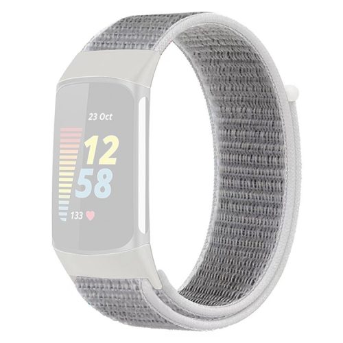 KALEBOL KLB-NLHH-001 For Fitbit Charge 5 / 6 Nylon Watchband Loop Fastener Wrist Strap - Seashell