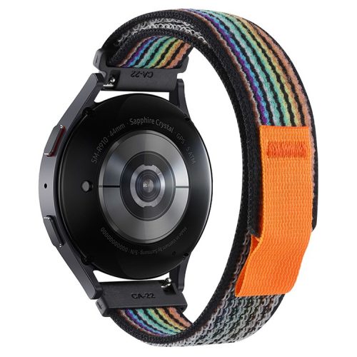 KALEBOL KLB-YJNLHH-001 For Samsung Galaxy Watch6 / Watch6 Classic Nylon Straps 20mm Watch Band Loop Fastener - Black Rainbow