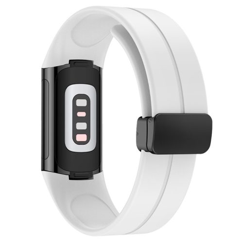 For Fitbit Charge 5 / Charge 6 Watch Strap Magnetic Silicone Band - White