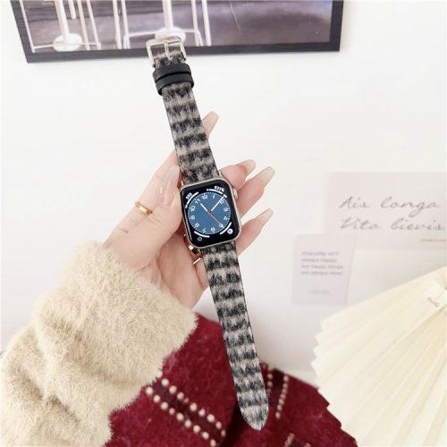 Apple Watch Series 10 42mm / 9 8 7 41mm / SE (2023) SE (2022) SE 6 5 4 40mm / 3 2 1 38mm Watch Band V-Shape Tail Design Strap - Black+Grey