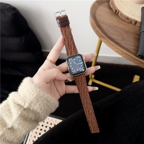 Apple Watch Series 10 42mm / 9 8 7 41mm / SE (2023) SE (2022) SE 6 5 4 40mm / 3 2 1 38mm Wrist Watch Band Flat Tail Strap - Caramel