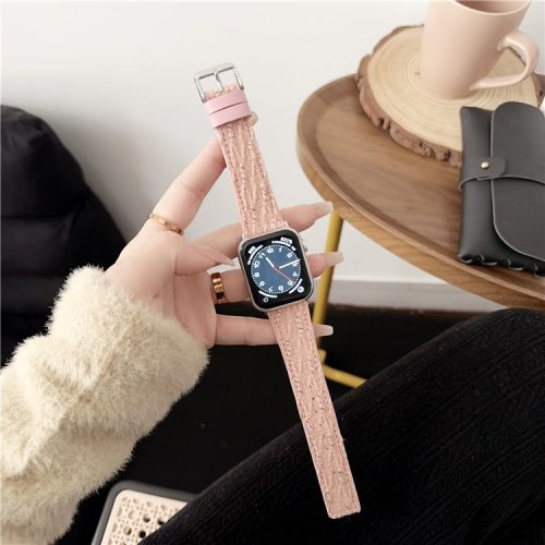 Apple Watch Series 10 42mm / 9 8 7 41mm / SE (2023) SE (2022) SE 6 5 4 40mm / 3 2 1 38mm Wrist Watch Band Flat Tail Strap - Pink