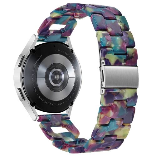 Watch Strap for Garmin Forerunner 645 / 645 Music D-Shape Resin Bracelet Watchband - Purple+Green Flower