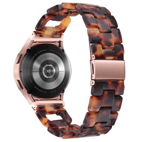 Resin Strap for Samsung Galaxy Watch6 40mm / 44mm / Watch6 Classic 43mm / 47mm D-Shape Bracelet Watchband - Tortoiseshell