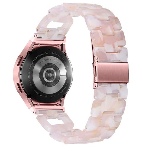 Resin Strap for Samsung Galaxy Watch6 40mm / 44mm / Watch6 Classic 43mm / 47mm D-Shape Bracelet Watchband - Pink Flower