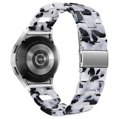 Resin Strap for Samsung Galaxy Watch6 40mm / 44mm / Watch6 Classic 43mm / 47mm D-Shape Bracelet Watchband - Black+White