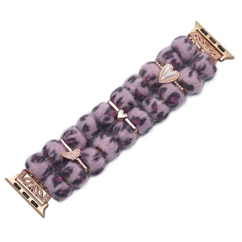 For Apple Watch 10 46mm / Ultra 2 / Ultra 49mm / 9 8 7 45mm / SE (2023) SE (2022) SE 6 5 4 44mm / 3 2 1 42mm Band Beaded Bracelet - Pink Leopard