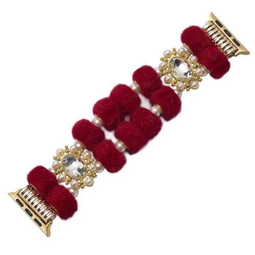 For Apple Watch 10 46mm / Ultra 2 / Ultra 49mm / 9 8 7 45mm / SE (2023) SE (2022) SE 6 5 4 44mm / 3 2 1 42mm Band Beaded Bracelet - Red / Pearl