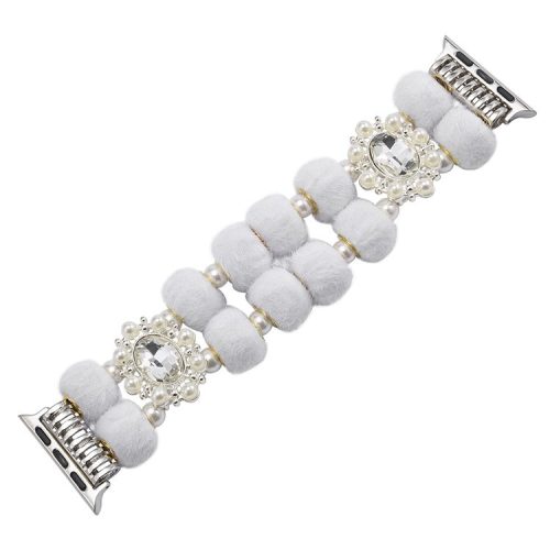 For Apple Watch 10 46mm / Ultra 2 / Ultra 49mm / 9 8 7 45mm / SE (2023) SE (2022) SE 6 5 4 44mm / 3 2 1 42mm Band Beaded Bracelet - White / Pearl