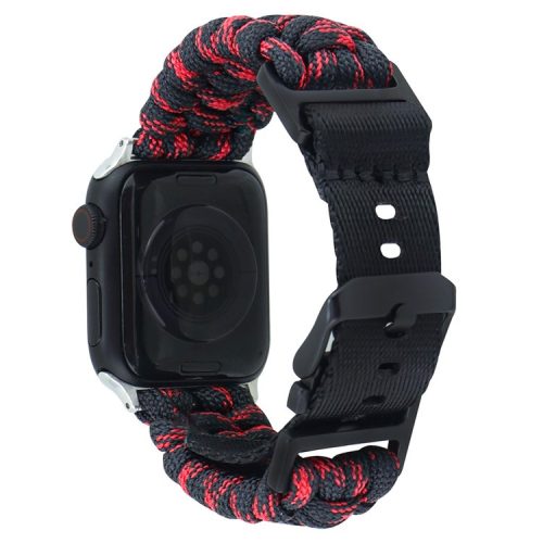 For Apple Watch 10 46mm / Ultra 2 / Ultra 49mm / 9 8 7 45mm / SE (2023) SE (2022) SE 6 5 4 44mm / 3 2 1 42mm Camo Braided Watch Strap - Red+Black