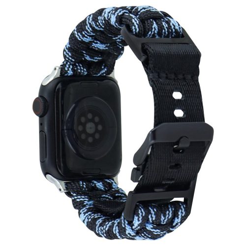 For Apple Watch 10 46mm / Ultra 2 / Ultra 49mm / 9 8 7 45mm / SE (2023) SE (2022) SE 6 5 4 44mm / 3 2 1 42mm Camo Braided Watch Strap - Black+Blue