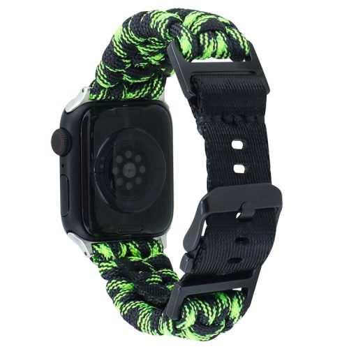 For Apple Watch 10 46mm / Ultra 2 / Ultra 49mm / 9 8 7 45mm / SE (2023) SE (2022) SE 6 5 4 44mm / 3 2 1 42mm Camo Braided Watch Strap - Black+Green