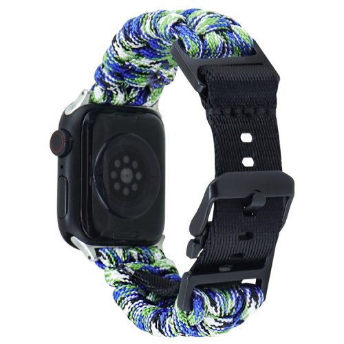 For Apple Watch 10 46mm / Ultra 2 / Ultra 49mm / 9 8 7 45mm / SE (2023) SE (2022) SE 6 5 4 44mm / 3 2 1 42mm Camo Braided Watch Strap - Blue+Green