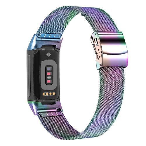 Milanese Band for Fitbit Charge 5 / 6 Stainless Steel Smart Watch Strap - Multi-color