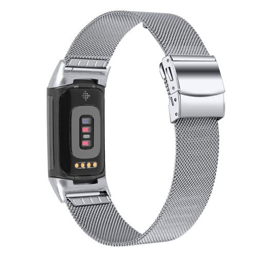 Milanese Band for Fitbit Charge 5 / 6 Stainless Steel Smart Watch Strap - Silver