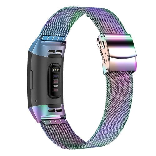 For Fitbit Charge 3 / 4 / 3 SE Fashionable Stainless Steel Smart Watch Band - Multi-color