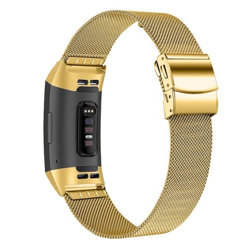 For Fitbit Charge 3 / 4 / 3 SE Fashionable Stainless Steel Smart Watch Band - Gold