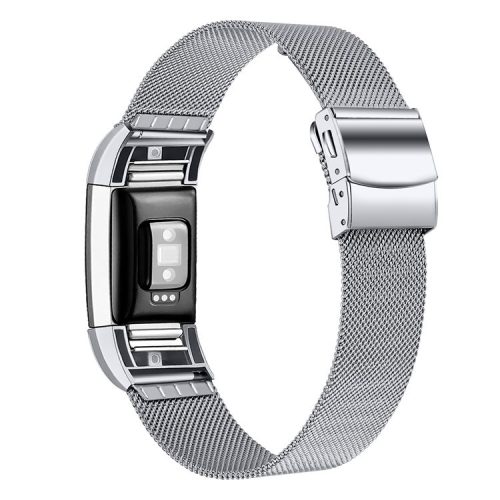 Milanese Bracelet Strap for Fitbit Charge 2 Stainless Steel Metal Watch Band - Silver