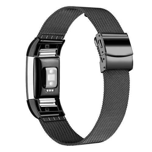 Watch Strap for Fitbit Charge 2 Stainless Steel Milanese Bracelet Band - Black