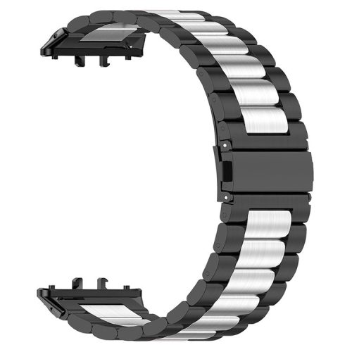 For Samsung Galaxy Fit3 Quick Release Watch Strap Stainless Steel Watchband - Black / Silver / Black