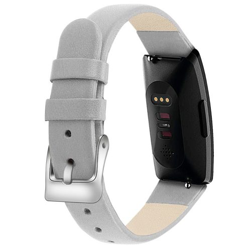 For Fitbit Inspire / Inspire HR Watch Band Matte Imprinted Pattern Replacement Wrist Strap - S / Light Grey