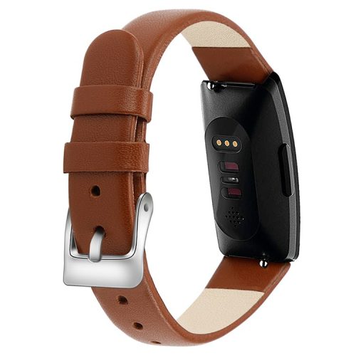 For Fitbit Inspire / Inspire HR Watch Band Matte Imprinted Pattern Replacement Wrist Strap - S / Brown