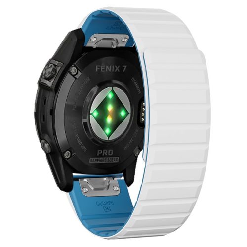 For Garmin Fenix 5 / 5X / 6X / 7X Watch Strap 22mm Dual Color Silicone Smart Watch Band - White / Blue