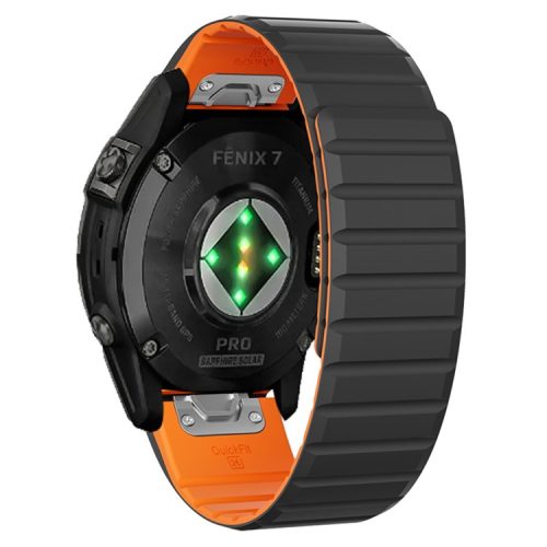 For Garmin Fenix 5 / 5X / 6X / 7X Watch Strap 22mm Dual Color Silicone Smart Watch Band - Black / Orange