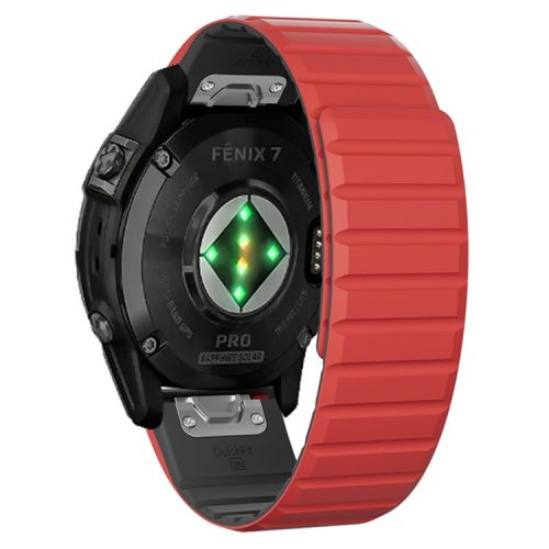 For Garmin Fenix 5 / 5X / 6X / 7X Watch Strap 22mm Dual Color Silicone Smart Watch Band - Red / Black