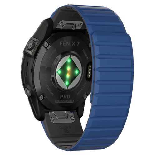 For Garmin Fenix 5 / 5X / 6X / 7X Watch Strap 22mm Dual Color Silicone Smart Watch Band - Dark Blue / Black