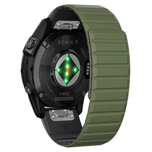 For Garmin Fenix 5 / 5X / 6X / 7X Watch Strap 22mm Dual Color Silicone Smart Watch Band - Army Green / Black