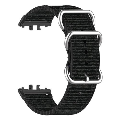 For Samsung Galaxy Fit3 SM-R390 Nylon Watch Strap Three Rings Replacement Wrist Band  - Black