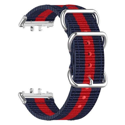 For Samsung Galaxy Fit3 SM-R390 Nylon Watch Strap Three Rings Replacement Wrist Band  - Blue+Red+Blue