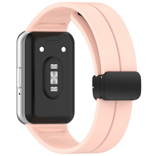 For Samsung Galaxy Fit3 Silicone Watch Band Folding Buckle Sport Replacement Straps - Light Pink